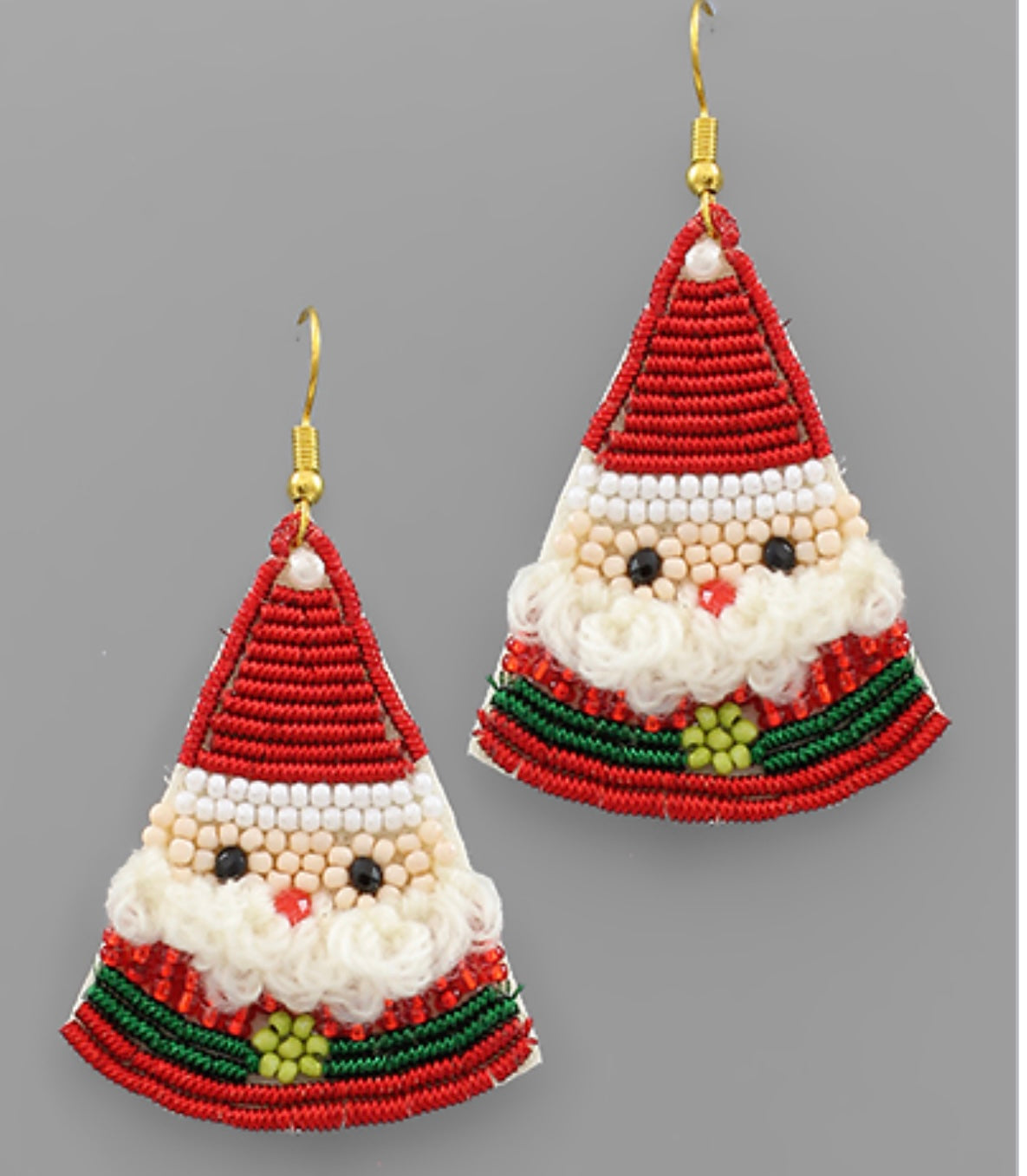 Triangle knome Santa earring