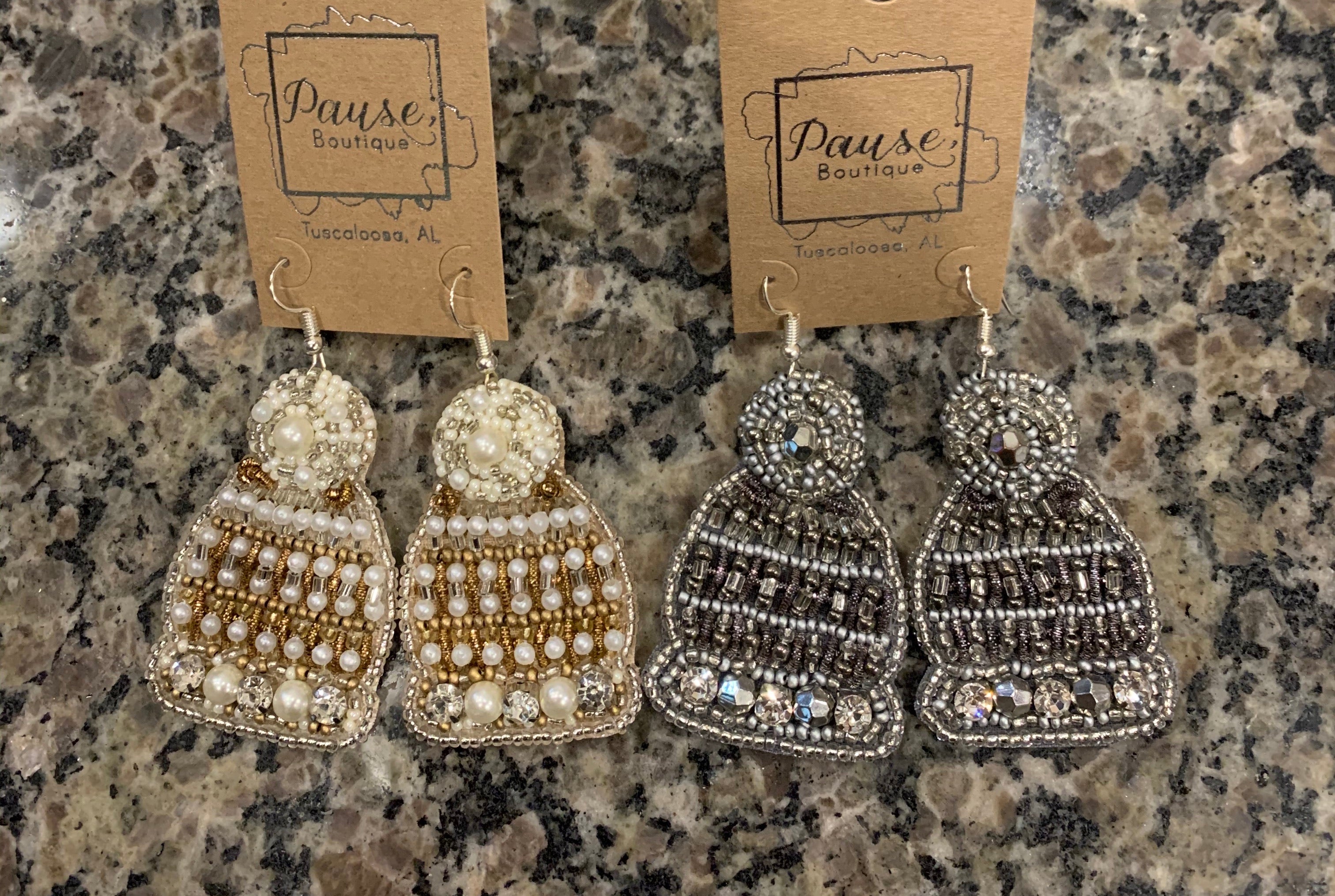 beaded and pearl beanie hat