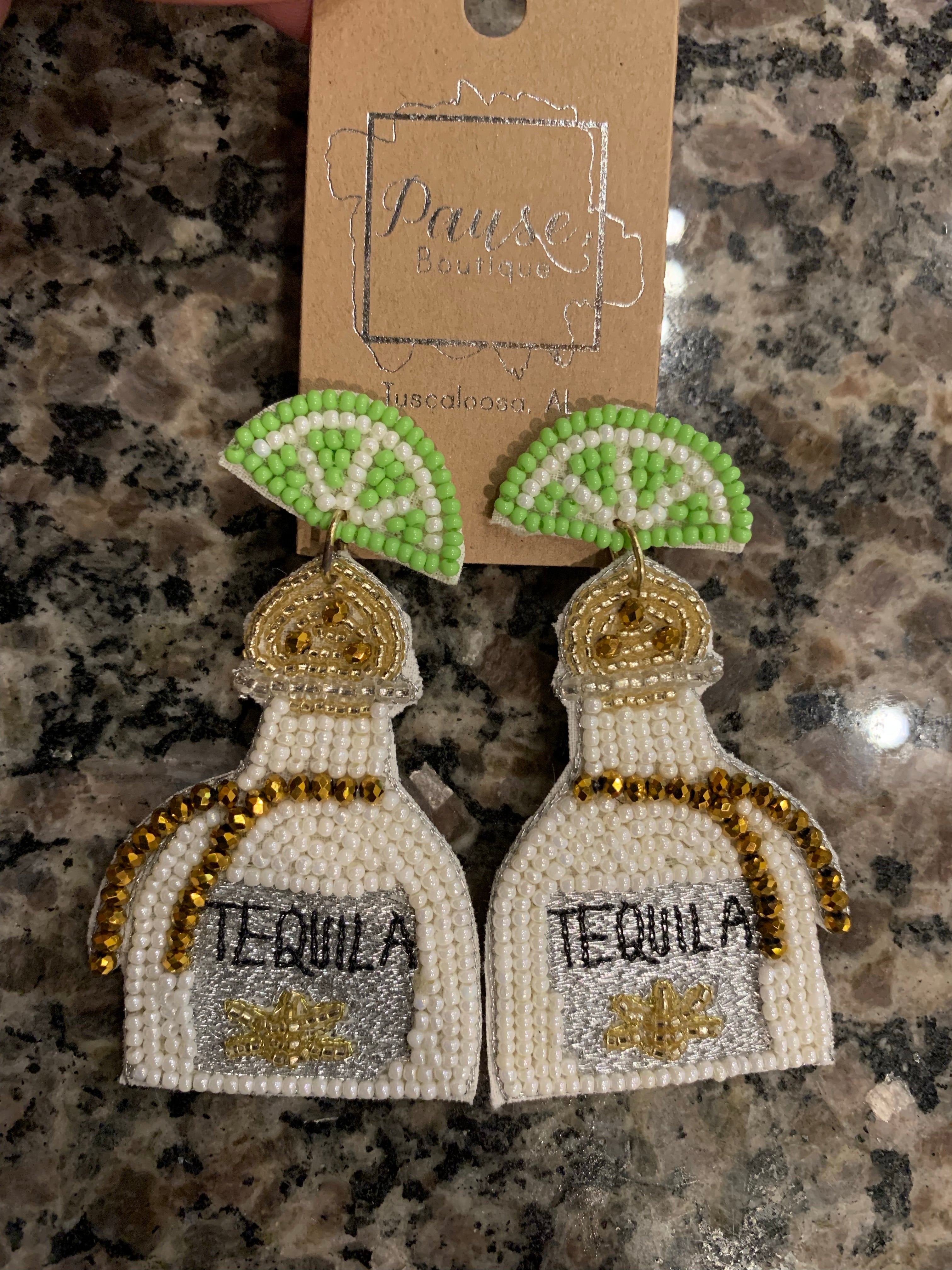 beaded tequila with lime