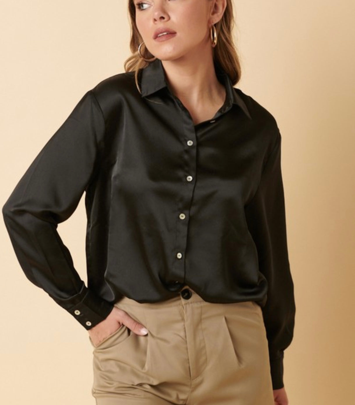 Satin button down shirt