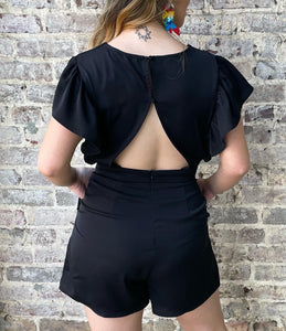 Ruffle romper with pockets