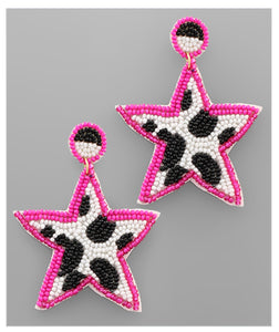 beaded cow with pink star