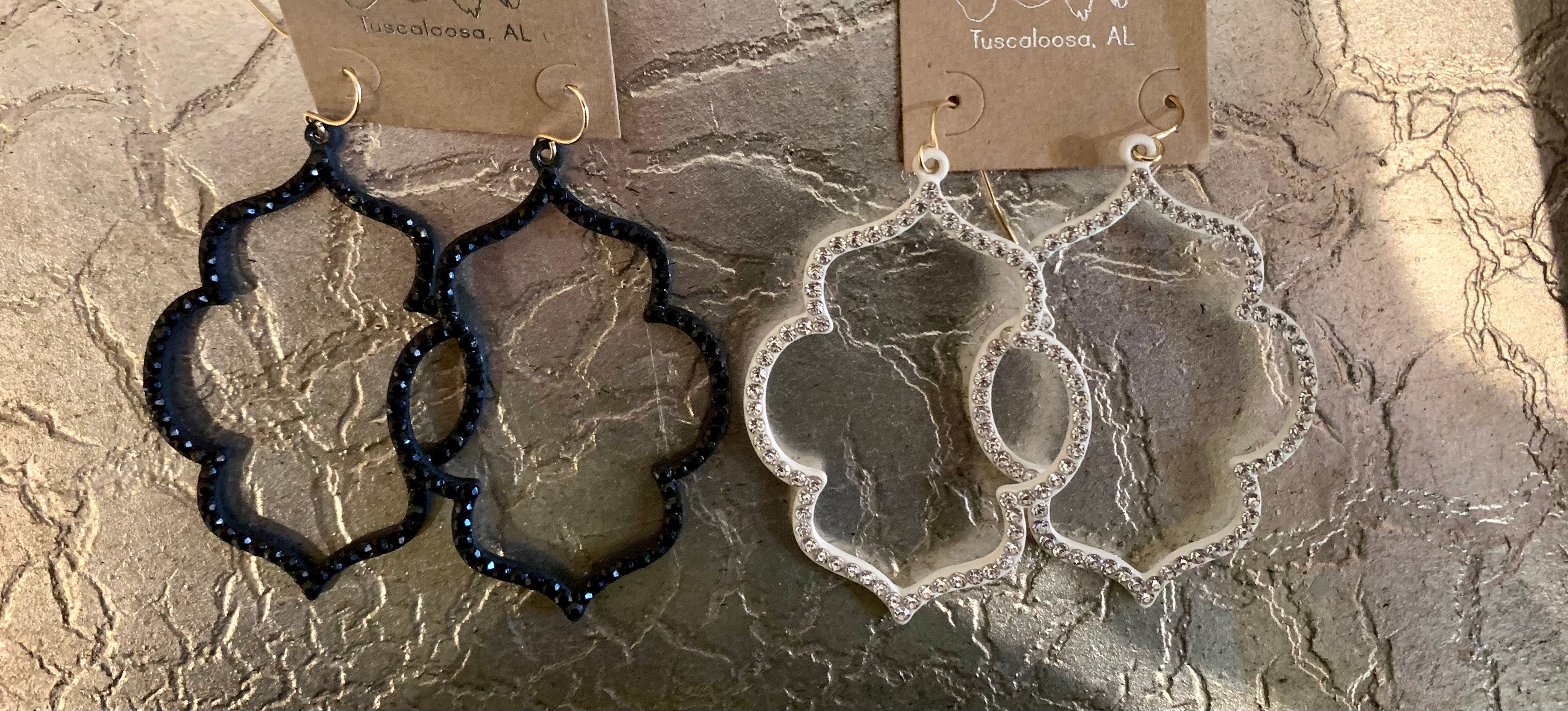 arabesque shaped rhinestone lined