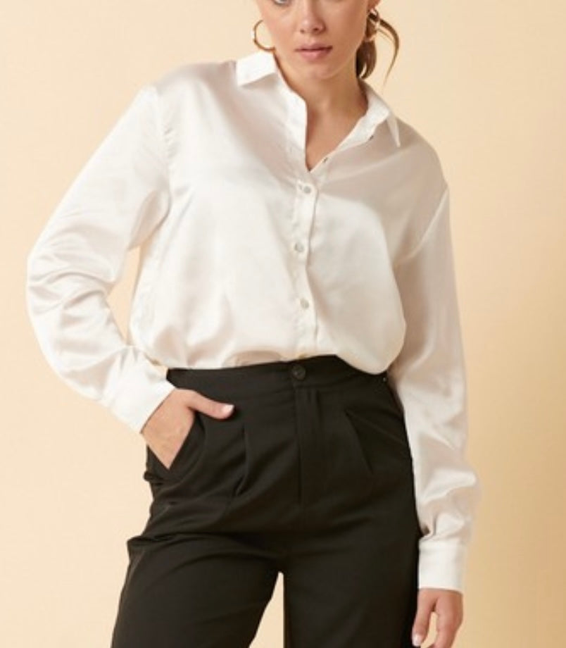 Satin button down shirt