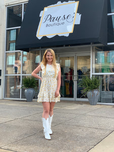 floral crepe cap ruffle dress