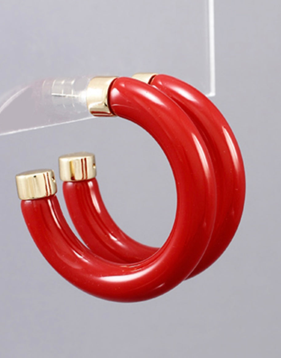shiny plastic hoops