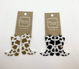 acrylic cow print boots