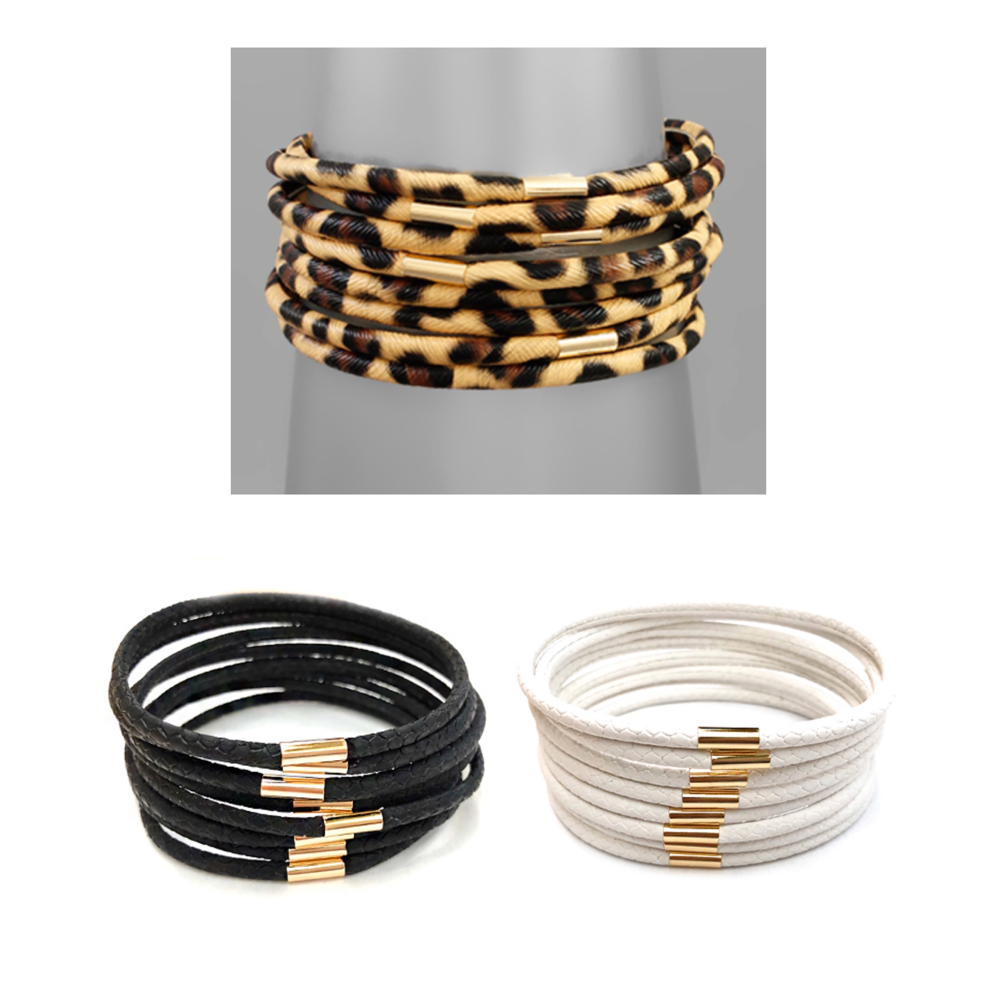 Thin leather wrapped bangles