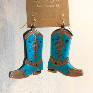 acrylic layered boot earrings