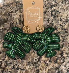 Beaded green palm leaves